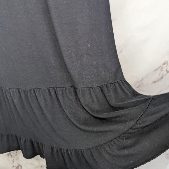 Garnet Hill Dress Small Black Tank Ruffle Stretch Sleeveless Jersey Viscose V - Picture 8 of 13